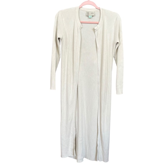 SaturdaySunday By Anthropologie Cream Ribbed Knit Longline Duster Cardigan Sz XS - Picture 1 of 8